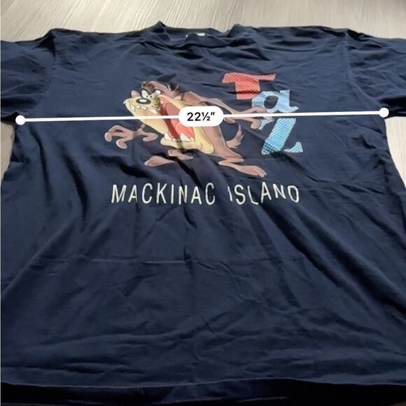 Vintage 90s Looney Tunes Taz Mackinac Island Short‎ Sleeve Tee Shirt Size L - Picture 7 of 8